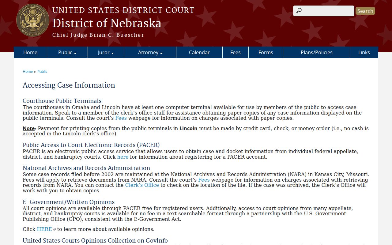 Arthur County arrest warrants, federal court access information