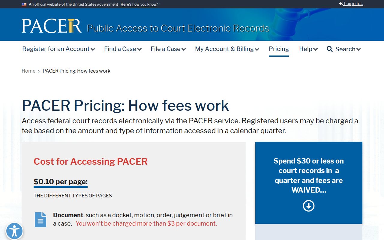 Arthur County most wanted, federal PACER access and fee information
